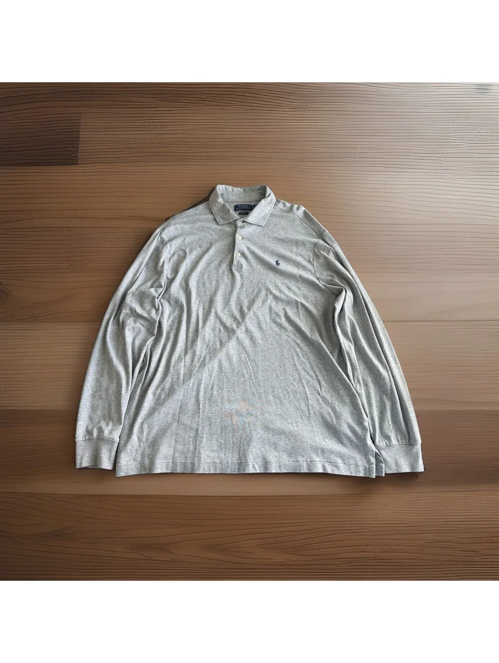Polo Ralph Lauren NWOT Collared Shirt Men's Cotton Long Sleeve Polo Size XL Gray
